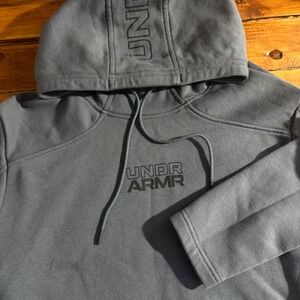 Under Armour ColdGear Hoodie Mens XL Gray Loose Fit Sweatshirt High Neck UA Logo